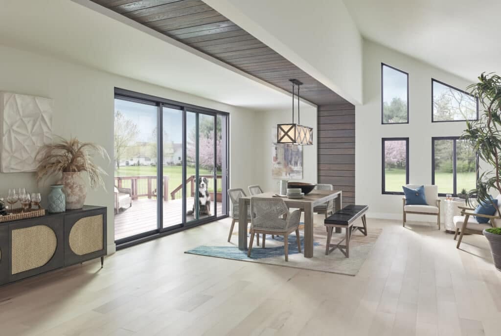 Black custom shaped replacement windows from Window World.